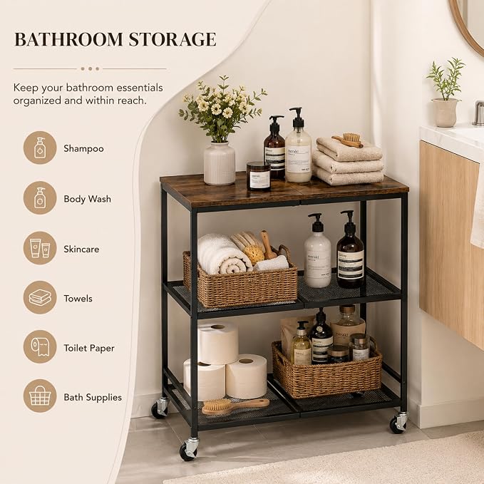 3-Tier Rolling Microwave Cart - Image 7