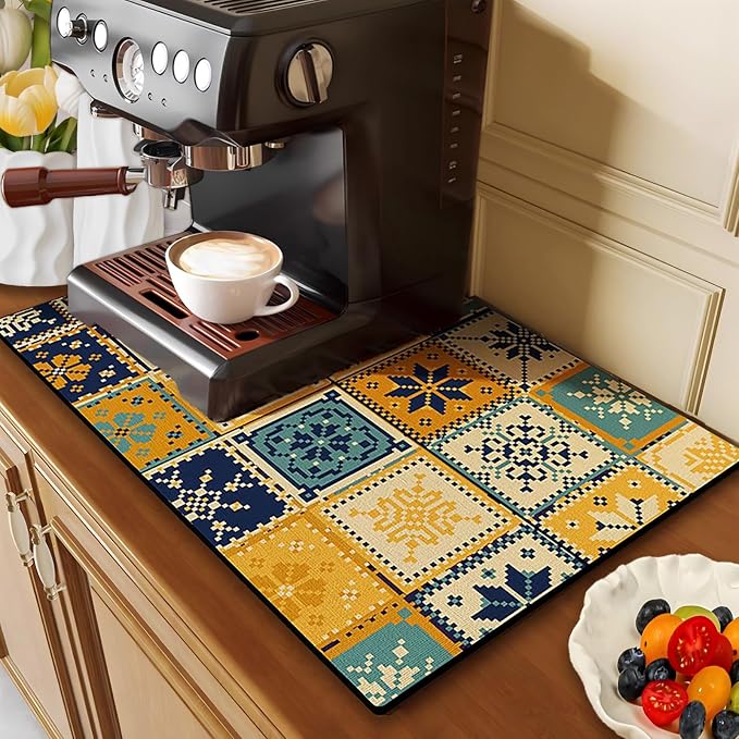 Coffee Mat, 16 x 24 inch Coffee Maker Mat by Vmogeicons