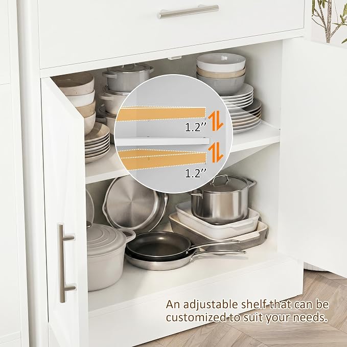 Vongrasig Coffee Bar Cabinet, Farmhouse Kitchen Storage Cabinet - Image 5
