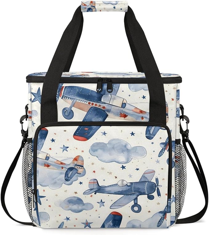 Airplanes Coffee Maker Carring Bag, Large Insulated Storage Organizer Case Tote by Home