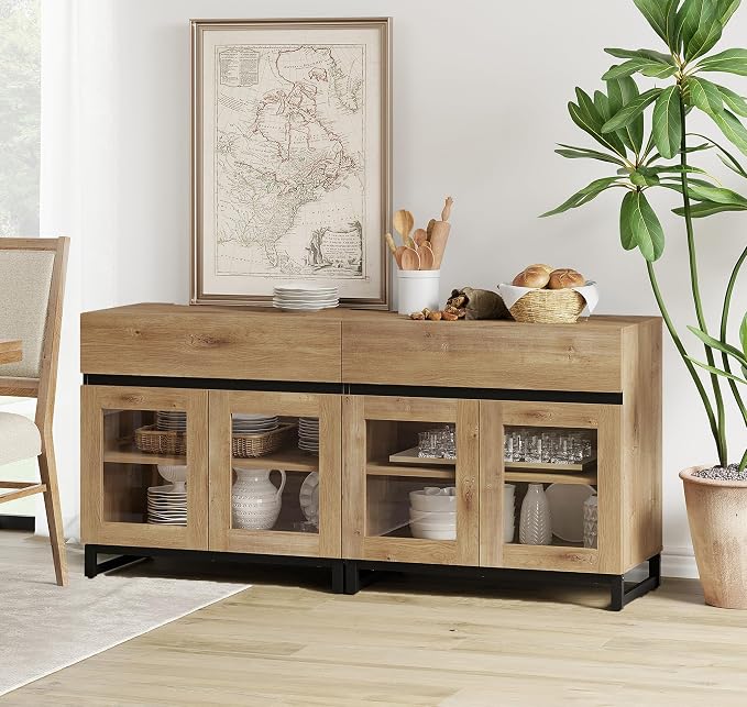 WAMPAT Sideboard Buffet Cabinets, Modern Credenza Sideboard - Image 2