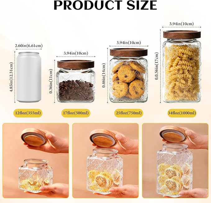 Vintage Glass Jars with Wood Lids - Image 2