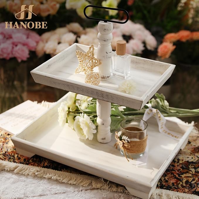 Hanobe 2 Tiered Decorative Tray Stand - Image 6