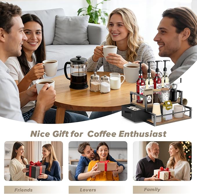 Coffee Syrup Organizer for Countertop, 2-Tier Coffee Bar Organizer - Image 7