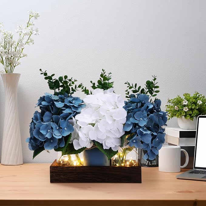 Suncalla 3 Pcs Blue Hydrangea Centerpiece - Image 7