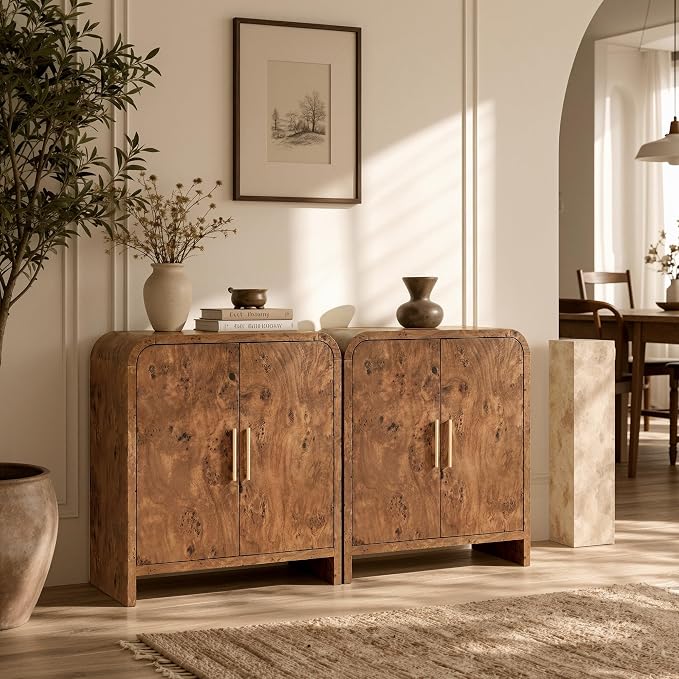 Set of 2 Curved Buffet Storage Cabinet - Image 3