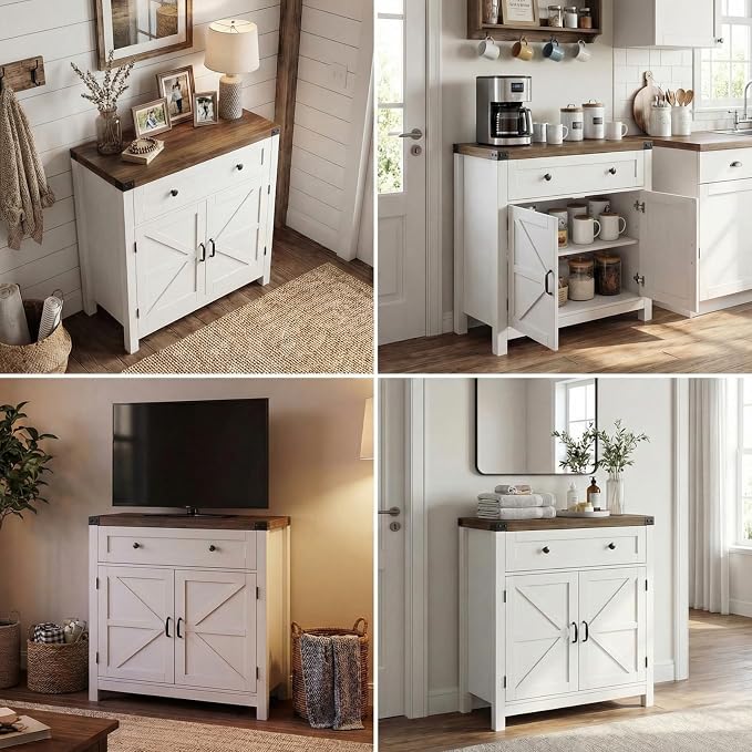 HOSTACK Coffee Bar Cabinet, Kitchen Storage Cabinet, Modern Farmhouse Buffet - Image 9