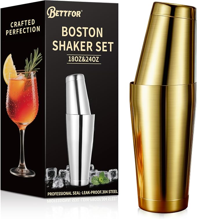 Boston Shaker Set, 18oz & 28oz 2-Piece Tins, Professional 304 Stainless Steel by BETTFOR