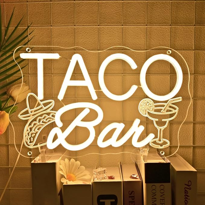 Britrio Taco Bar Neon Sign Tacos Theme Birthday Wedding Party Decor Backdrop - Image 2