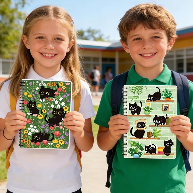 B1ykin Black Cat Floral Spiral Notebooks - Image 6
