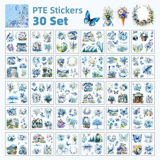 Blue Butterfly Garden Theme Sticker Scrapbooking Supplies - Image 3