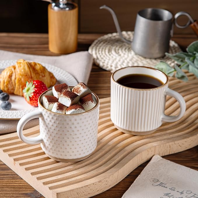 GBhome 6OZ Stackable Coffee Mugs, Ceramic Coffee Mugs - Image 6