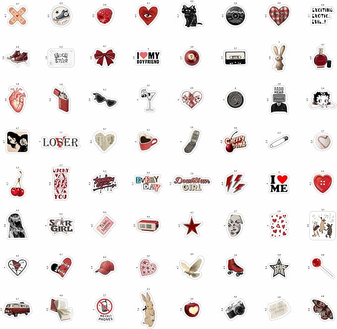 100Pcs Red Aesthetic Stickers - Image 4