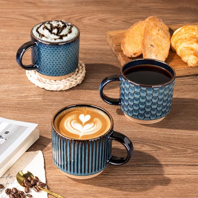 GBhome 12 OZ Stackable Coffee Mugs Set of 6, Ceramic Coffee Cups - Image 6