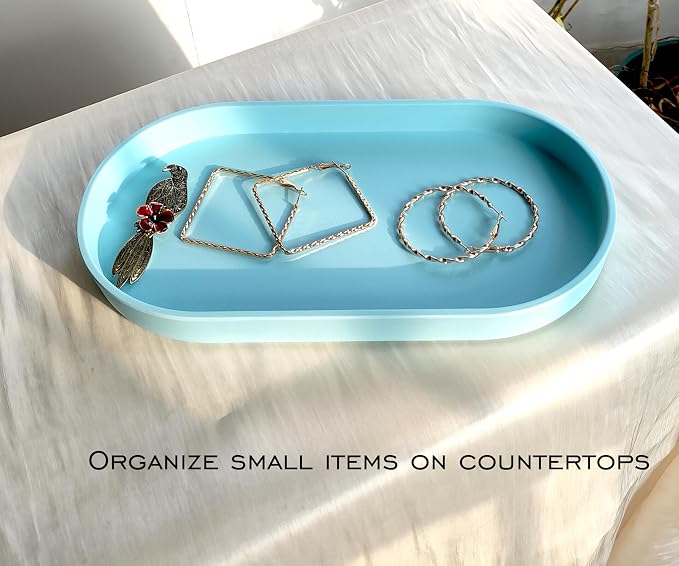 Blue Small Tray, Oval Tray, Countertop Organizer | - Image 3