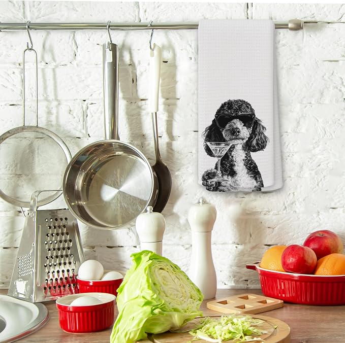 Funny Poodle Cocktail Kitchen Towels, Gifts - Image 3