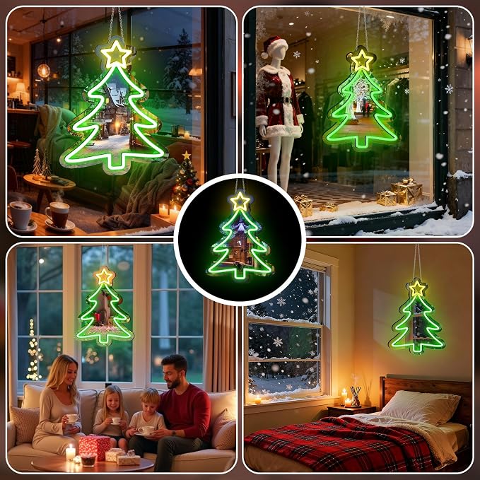 16 x 12’’ Christmas Tree Mirror Neon Sign LED, USB Powered Acrylic Neon Wall - Image 7
