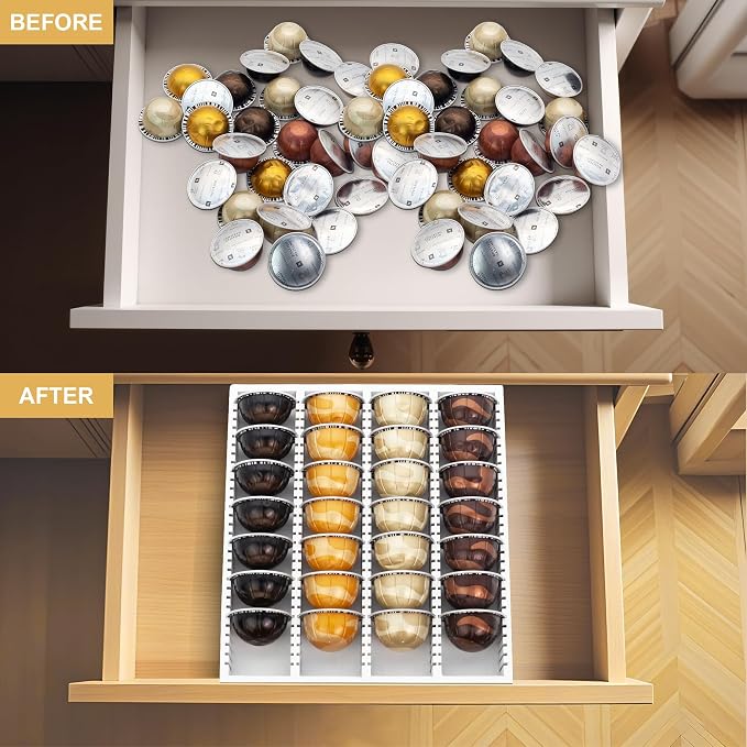 MinBoo Bamboo Coffee Capsule Storage Drawer Tray, Bamboo Drawer Insert - Image 2