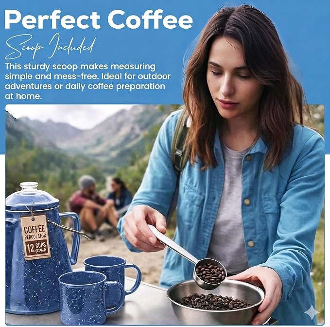 Toughty Enamel Coffee Percolator – 12-Cup Stovetop Camping Coffee Pot - Image 5
