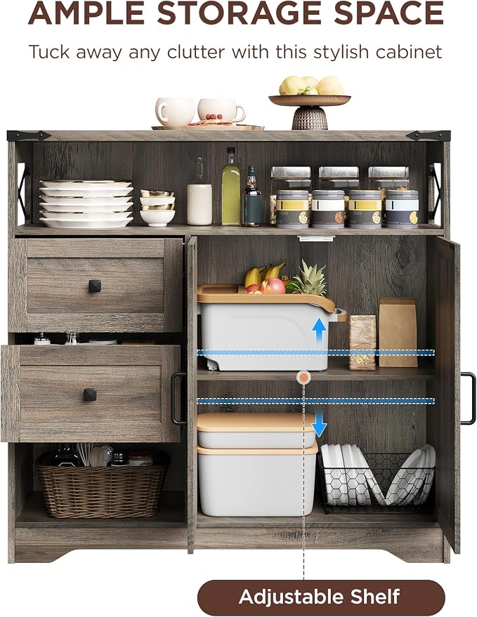 Vabches Farmhouse Buffet Sideboard Cabinet - Image 8