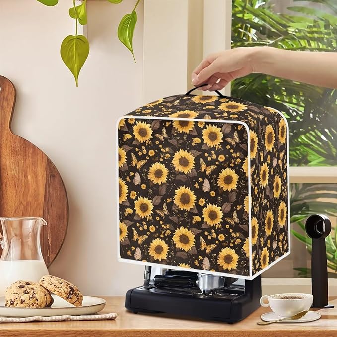 Sunflower Butterfly Coffee Maker Cover Dust Protection Coffee Machine Cover - Image 4