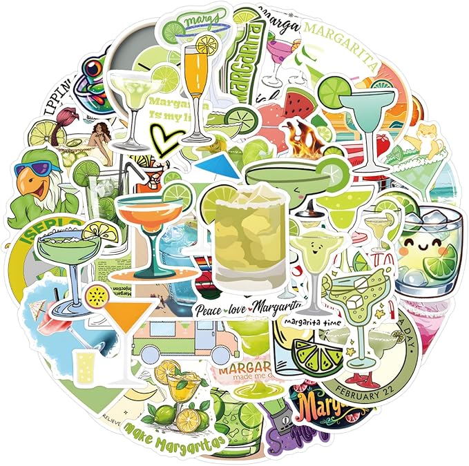 55PCS Margarita Cocktail Stickers, Waterproof Vinyl Stickers by Unknown