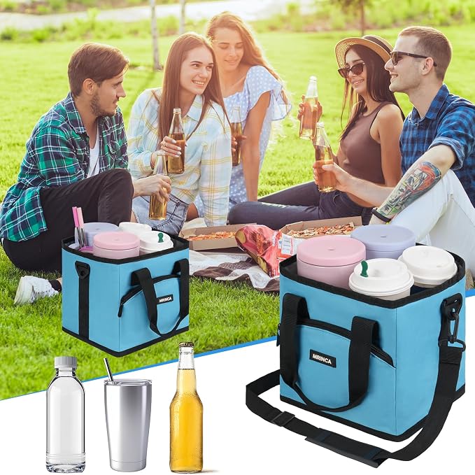 Reusable Drink Carrier with Handle – Insulated, Collapsible 4-Cup Beverage Bag - Image 2