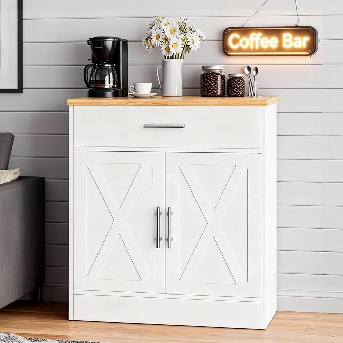 SUNLEI Coffee Bar Cabinet, Wooden Storage Cabinet - Image 7