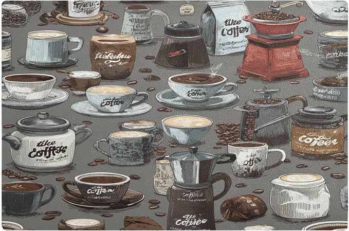 Coffee Mat Coffee Bar Station Maker Machine Pot Table Spill Mat Leather by Eyanle