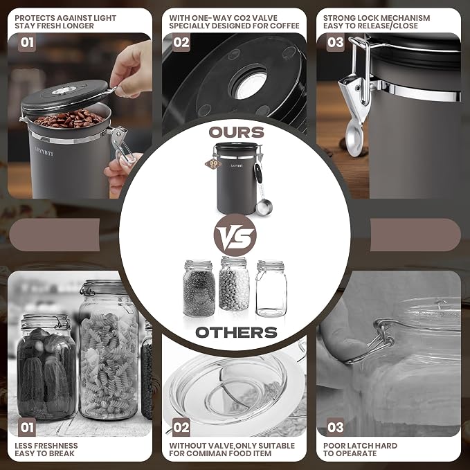 38oz Airtight Coffee Canister, Stainless Steel Coffee Bean Storage Container - Image 5