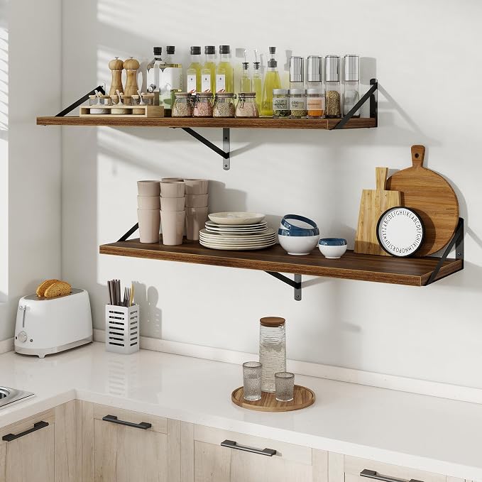 Floating Shelves 12 Inch Deep, 48W x 12D Wall Shelf Set of 2, 70 lbs Heavy Duty - Image 2