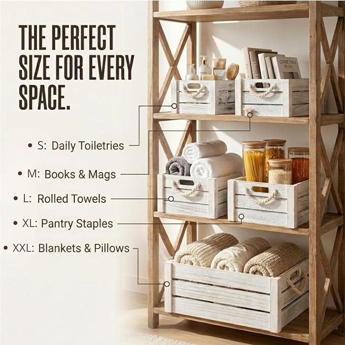 Set of 5 Rustic Nested Wooden Crates - Image 7