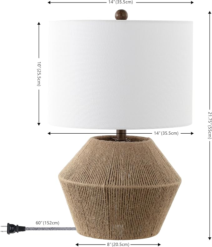 JONATHAN Y 21.75" Brown Rope Coastal Rustic Table Lamp, Farmhouse Iron Lamp - Image 4