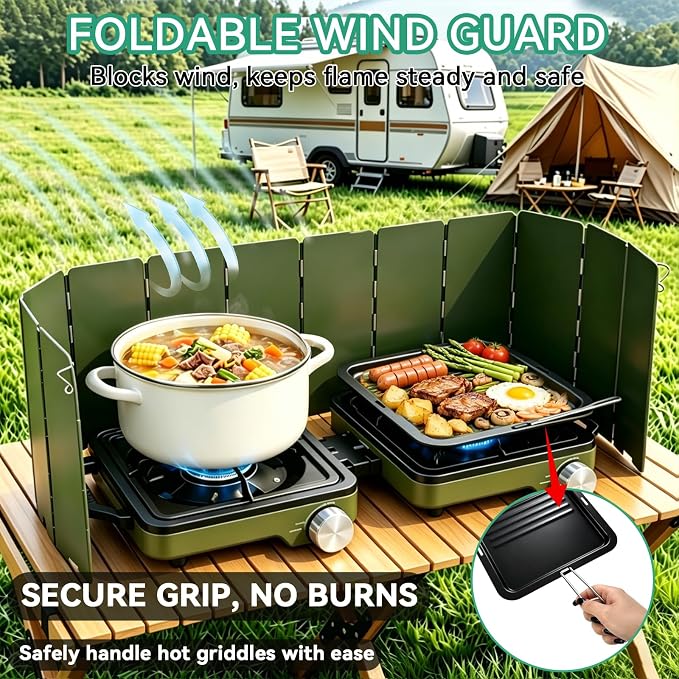 2 Burner Portable Camp Stove, 24000 BTU Propane Camping Stove - Image 3