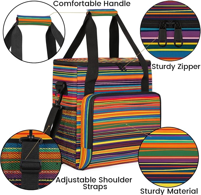 Ethnic Striped Coffee Maker Carring Bag, Large Insulated Storage Organizer Case - Image 6