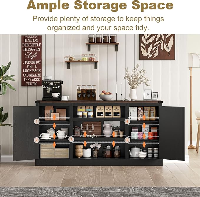 XVD 66" Farmhouse Coffee Bar Cabinet - Image 3