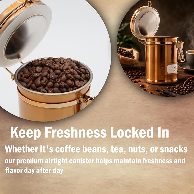 PRINCE G Airtight Coffee Canister, Light-Blocking Stainless Steel Coffee - Image 2