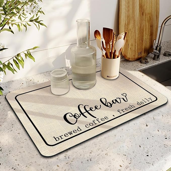 Coffee Bar Mat Rubber Dish Drying Mat - Image 2