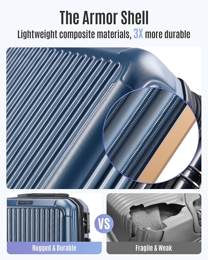 LIGHT FLIGHT Carry On Luggage 22x14x9 Airline Approved, Lilac | Airline Approved - Image 6