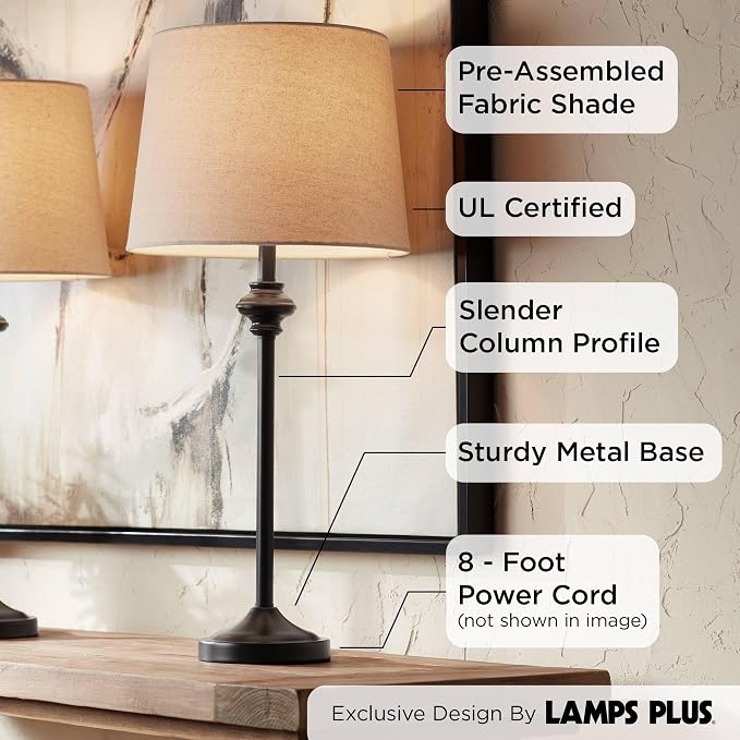 360 Lighting Lynn Modern Industrial Buffet Table Lamps 26" Tall Skinny Set of 2 - Image 3