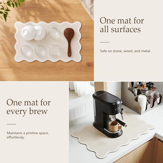 Scalloped Dish Drying Mat for Kitchen Counter, Absorbent Easy Clean Non-slip - Image 4