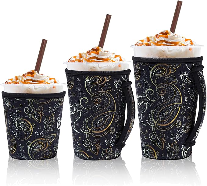 3 Piece Reusable Iced Coffee Sleeves Insulated Coffee Sleeves by LLTDMEST