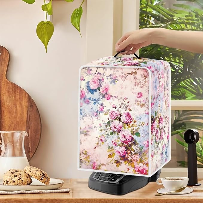 Rose Coffee Maker Cover Dust Proof Appliance Cover Machine Washable Stand Cover - Image 4