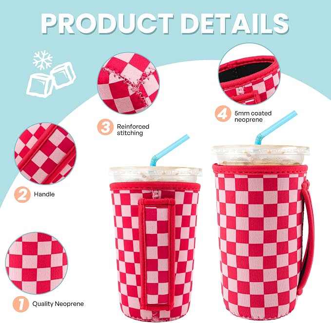 KJQJLY 3 Pack Reusable Iced Coffee Sleeves - Image 3