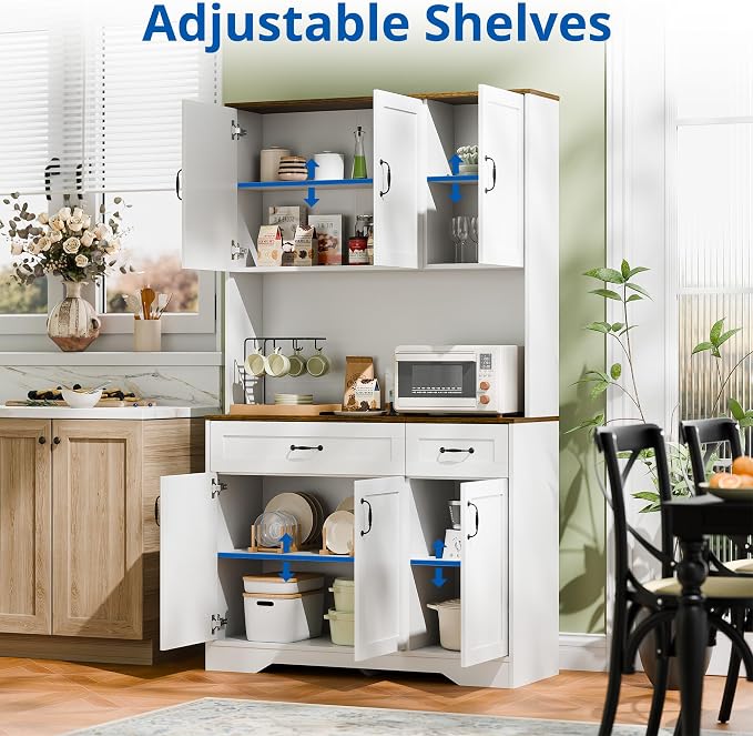 Cozy Castle 71" Tall Kitchen Hutch Cabinet - Image 4