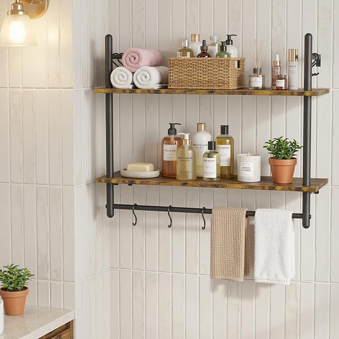 Merapi Industrial Pipe Floating Shelf - Image 5