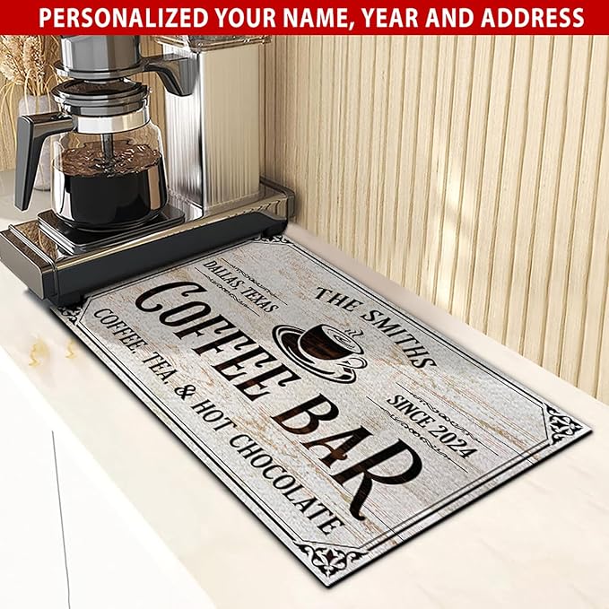 THUYPT Personalized Coffee Mat, Coffee Station Mat Quick Dry, Coffee Spill Mat - Image 3