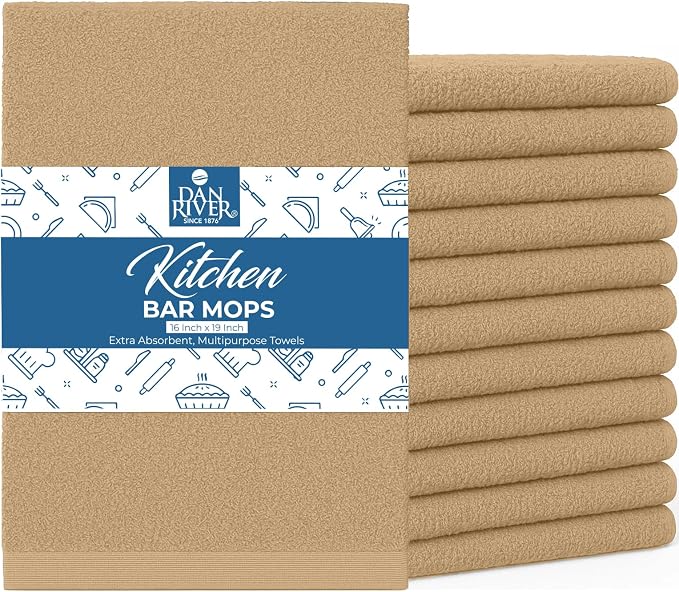 DAN RIVER Kitchen Bar Mops, 16 by 19 Inches, 100% Cotton Super Absorbent by DanRiver