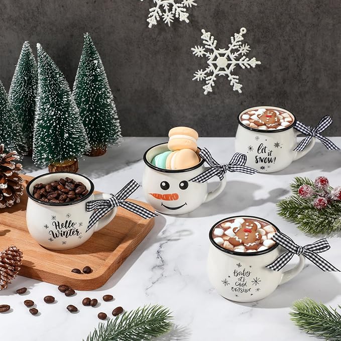Patelai 4 Pcs Christmas Coffee Mugs 5 oz Winter Christmas Espresso Cups Set - Image 4