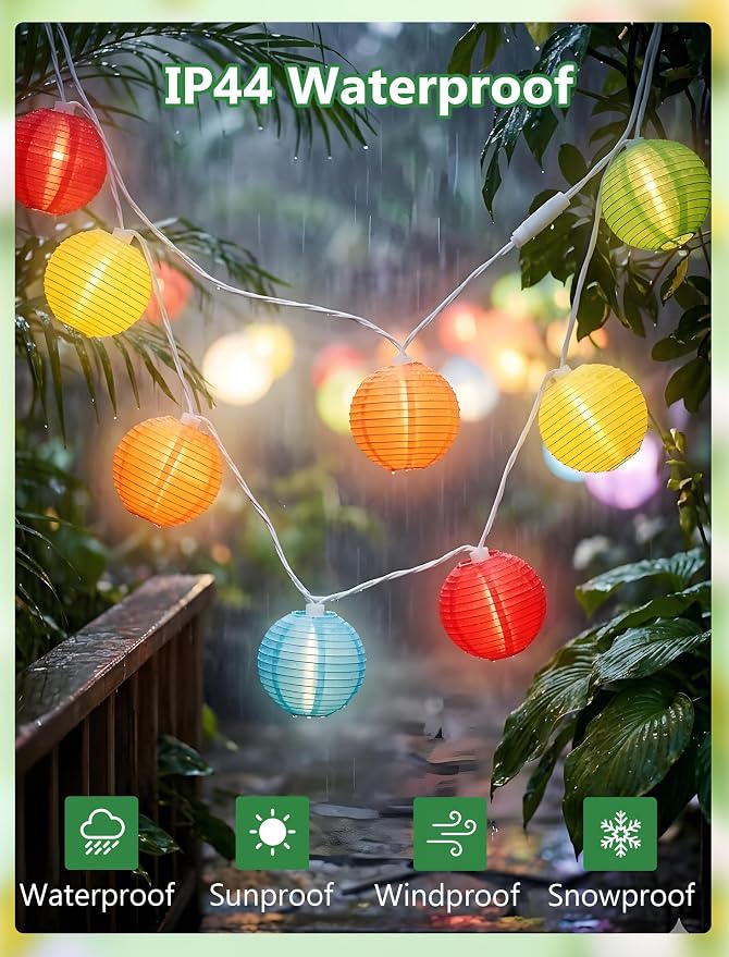 GOOTHY 8.5Ft Multicolor Lantern String Lights Outdoor, Plug in Christmas - Image 3